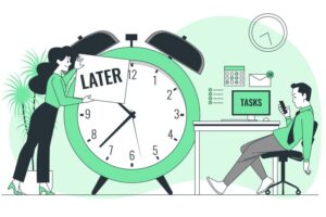 An article image of mindset shift overcoming procrastination that shows a clock.