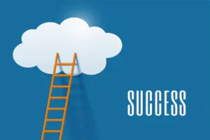 Vision and purpose illustrated by a ladder reaching toward success.