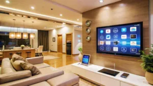 Enjoying everyday life with smart home technology, digital screens, and modern connected living
